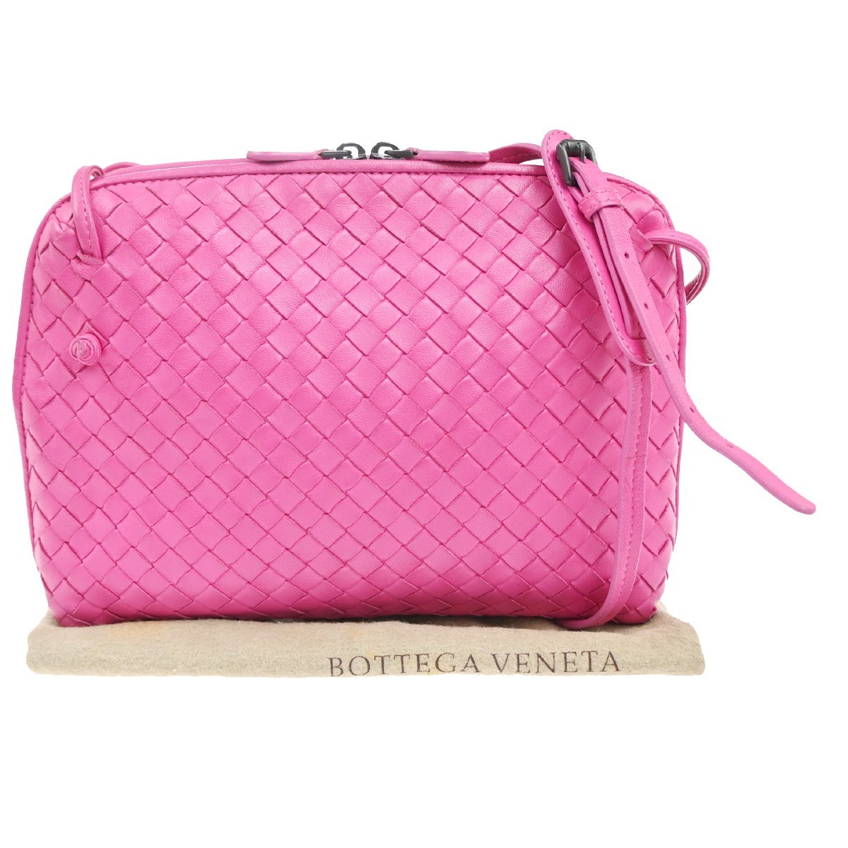 Bottega Veneta Nodini Crossbody Bag Intrecciato Nappa Pink Leather Shoulder Bag Bag (Pre-Owned)