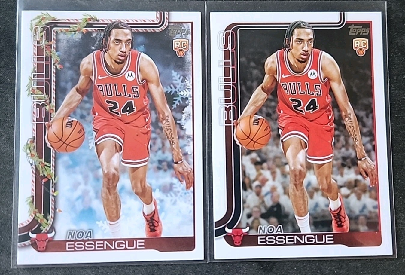 NOA ESSENGUE 2-CARD RC LOT 2025-26 Topps HOLIDAY #H172/Base #212 CHICAGO BULLS