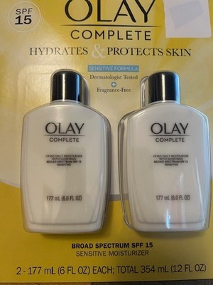 OLAY COMPLETE UV365 Daily Moist Broad Spectrum SPF 15 SENSITIVE PLUS 6oz x 2