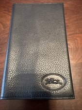 Longchamp Black Pebbled Leather Passport Cover