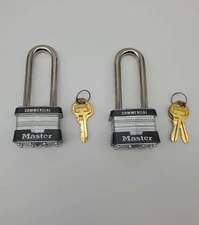 2x Master Lock Padlocks 3" Shackle 1-3/4" Body Commercial 81MKLJ Keyed Diff