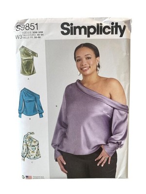 Simplicity S9851 Misses'/Women's Off-Shoulder Draped Top Blouse W3 30W-38W