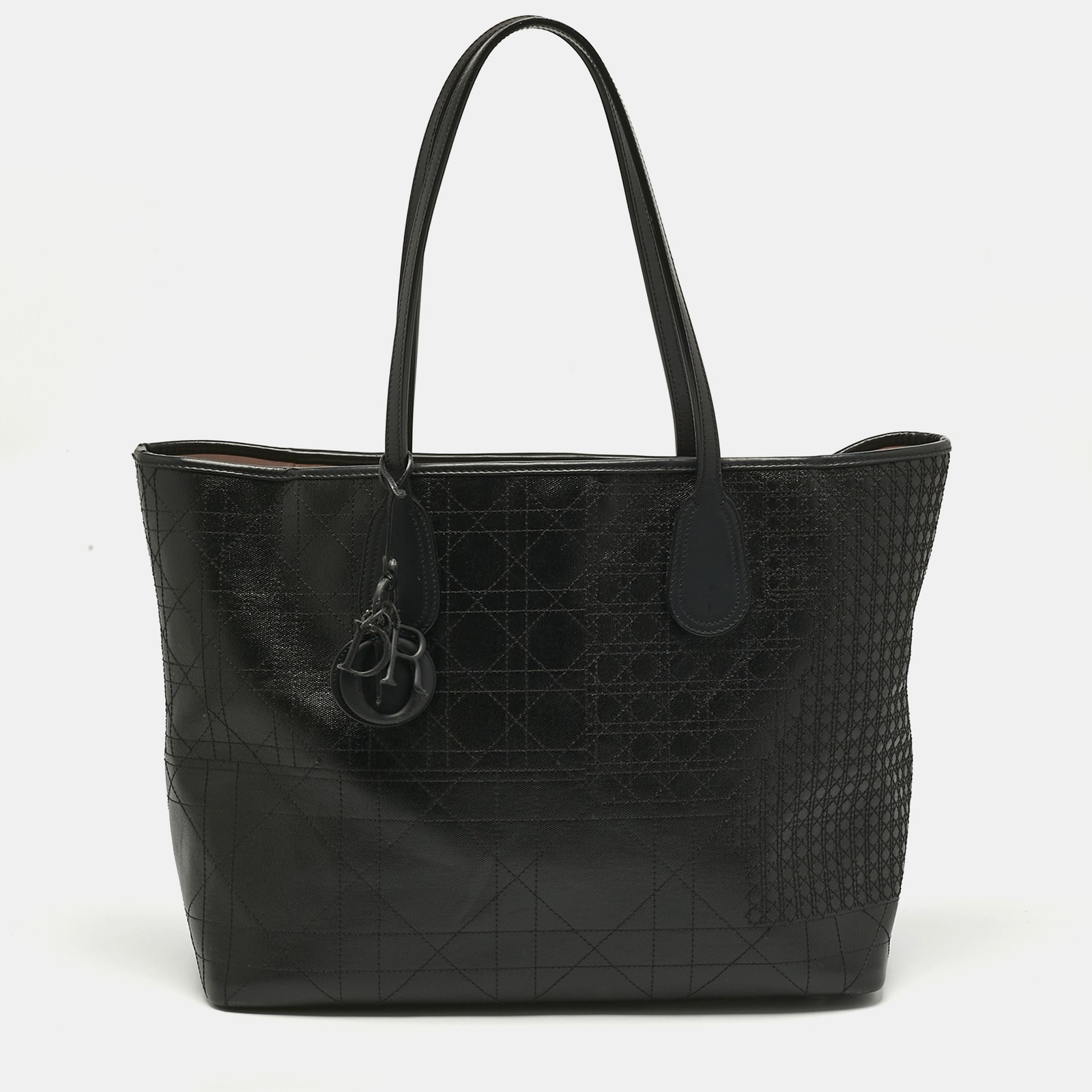Dior Black Cannage Leather Medium Panarea Shopper Tote Bag  