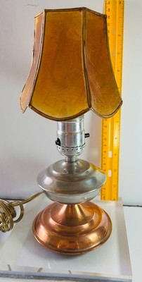 Antique MCM Table Lamp, Unique Lamp Shade, Aladdin Style Base,Tarrant Pewter