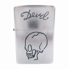 Zippo Skull Engraved Lighter Cigar Smoking Accessories Silver Used
