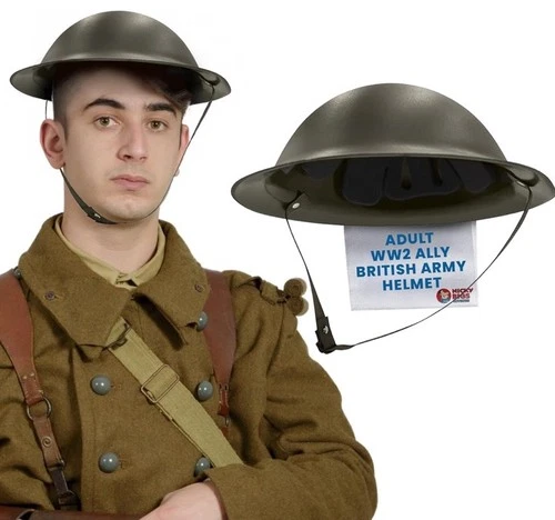 WW2 British Army Brodie Tommy Doughboy Style Costume Plastic Helmet Replica