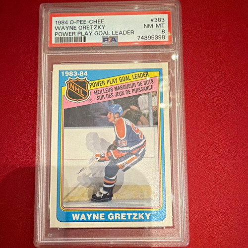 O-Pee-Chee 1984 Wayne Gretzky Power Play Goal Leader #383 PSA 8 Oilers