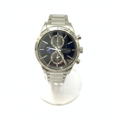 SEIKO Solar Chronograph ダークブルー　v172-0ap0 Seiko Solar Men's Black Watch - V172-0AP0 for sale online | eBay