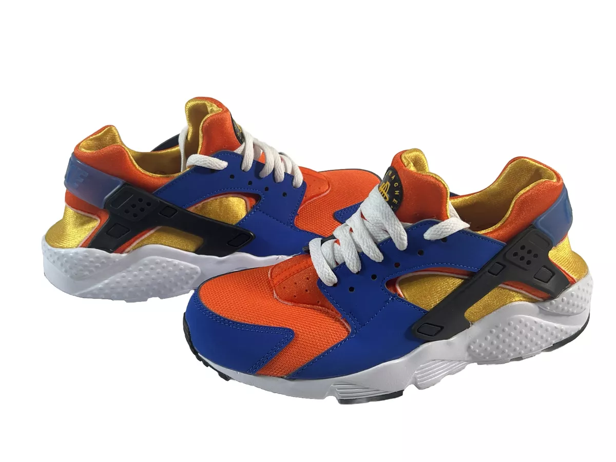 NIKE NEW HUARACHE RUN 7Y (GS)HYPER BLUE YELLOW ORANGE KIDS YOUTH 654275-421