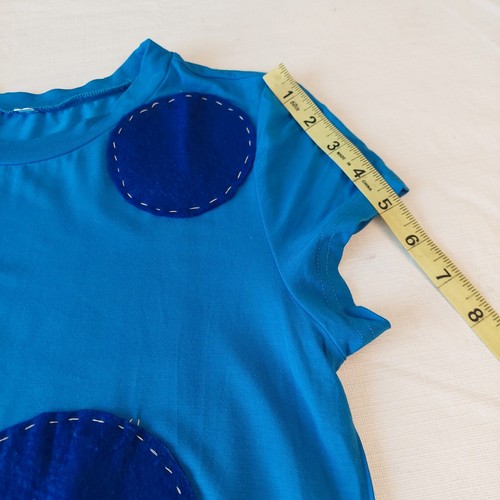 Cobalt Blue Polka Dot Patchwork Mini Dress Short Sleeve A Line Funky Size S - Picture 7 of 9