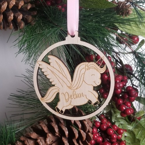 Appendiabiti Albero Unicorno Natalizio Personalizzato Decorazione NATALE Nome Regalo per Bambine - Foto 7 di 7