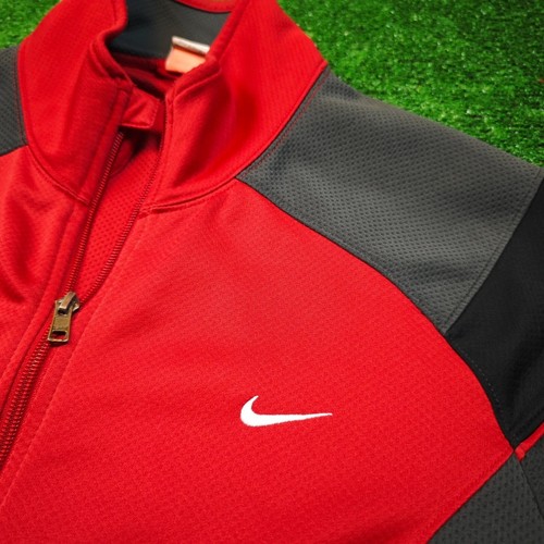 Suéter Nike vintage para hombre cremallera grande rojo gris bloque de color p... - Imagen 2 de 13
