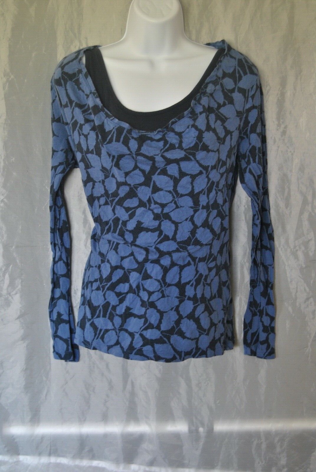 Women Shirt by Lands End Size M Blue and Black RN 62830 eBay