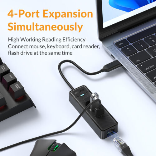USB-C 3.0 Gigabit Ethernet LAN RJ45 Network Adapter 3-Port HUB 2500Mbps Adapter - Picture 8 of 13
