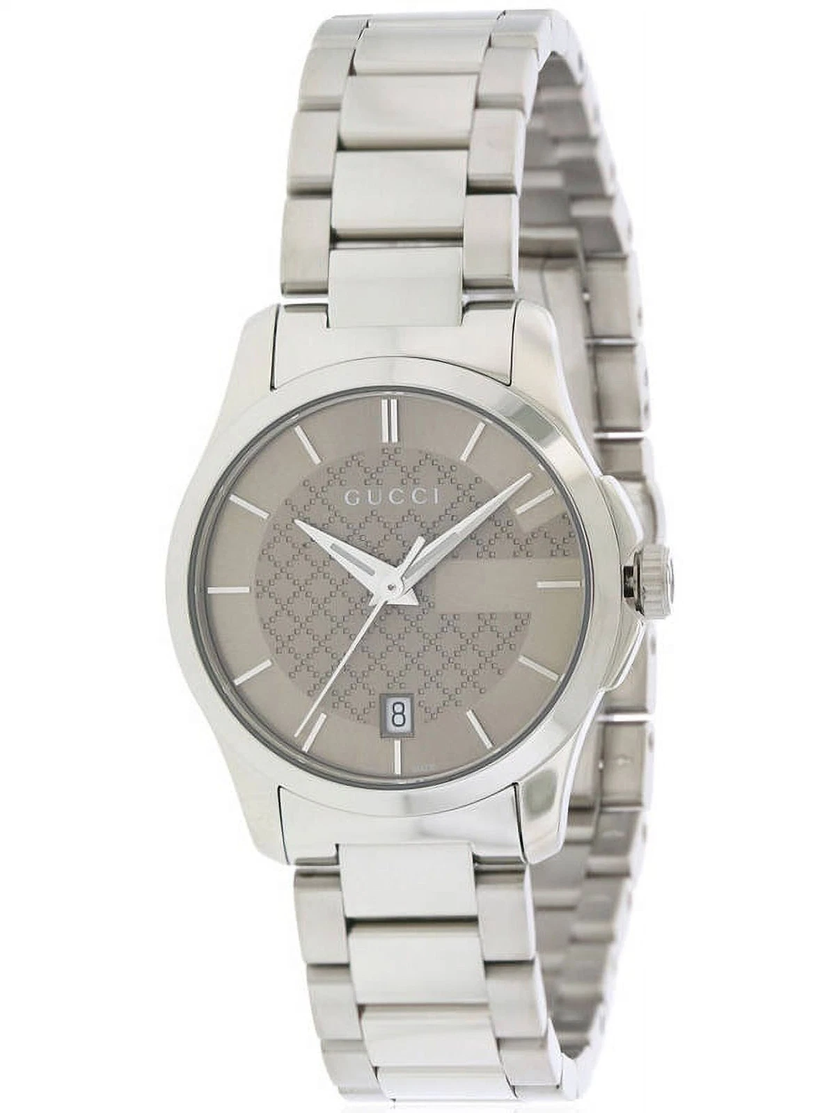Montre femme Gucci G Timeless 500 quartz cristal saphir 27 mm YA126526 argent