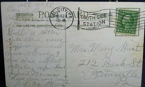 Vintage Geburtstagspostkarte - Happy May Your Birthday Be - verschickt 1916 - Bild 2 von 2