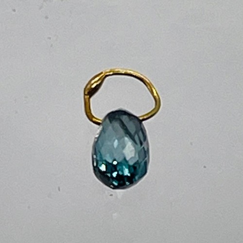 0.25cts Blue Diamond Briolette 18K Gold Pendant Bead | 3.25x2.25x2mm | - Imagen 8 de 12