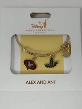Disney Alex & Ani Holiday Christmas Mickey Ornament and Holly Bracelet Bangle in
