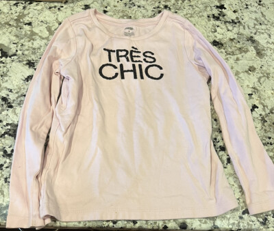 Gymboree Girls Tres Chic Pink Shirt Long Sleeve Top Size 8 Paris