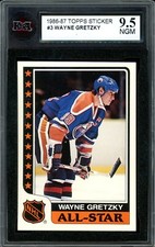 1986-87 TOPPS NHL Hockey Sticker #3 Wayne Gretzky HOF KSA 9.5 N-GEM-MINT Oilers