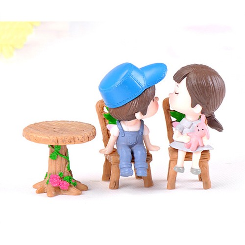 Succulent Plant Decoration Resin Process Mini Wood Table and Chair - Picture 4 of 11