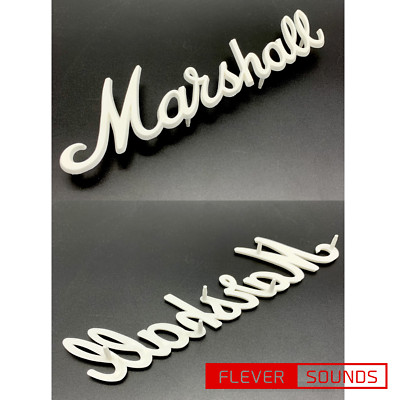 MARSHALL LOGO MARK Standard Amplifier Medium White LOGO00004 225mm x 60mm New