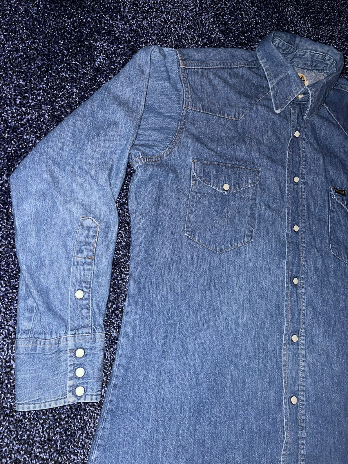 Vintage Maverick Mens Denim Shirt Pearl Snap Long Sle… Gem