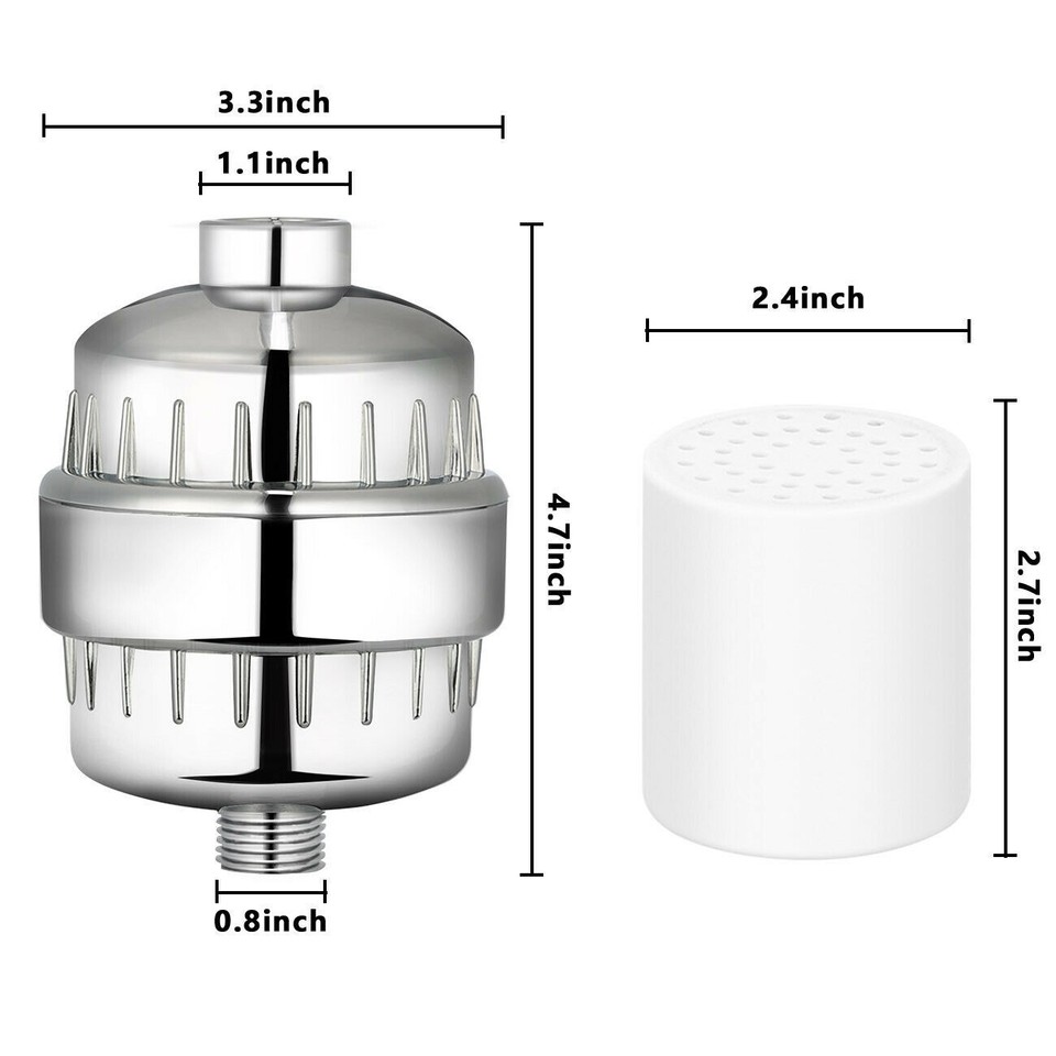 20-Stage Shower Head Filter With 3 Cartridges – Removes Chlorine & Hard Water, Universal Fit, High Output