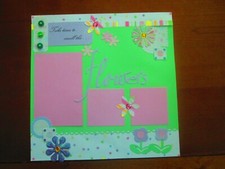 FLOWERS PREMADE SCRAPBOOK PAGE - 12 X 12 PAGE - NEW