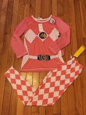 Girls Pink Power Ranger 3pc Costume Pajama Set Size 10 NWT