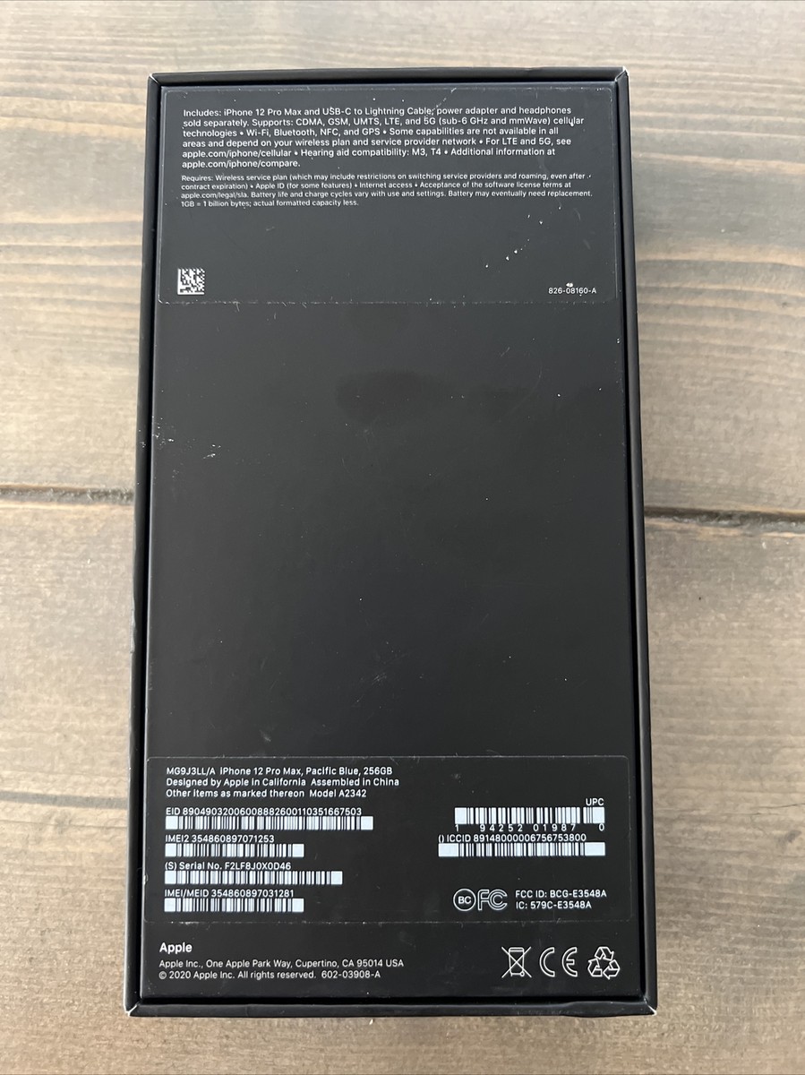 Apple iPhone 12 Pro Max Pacific Blue 256GB EMPTY BOX ONLY Apple iPhone 12 Pro Max Pacific Blue 256GB EMPTY BOX ONLY