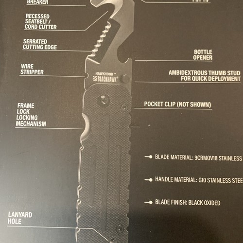 BLACKHAWK HAWKHOOK Compact Survival Multi-tool New Military Friendly Camping Car - Picture 6 of 17