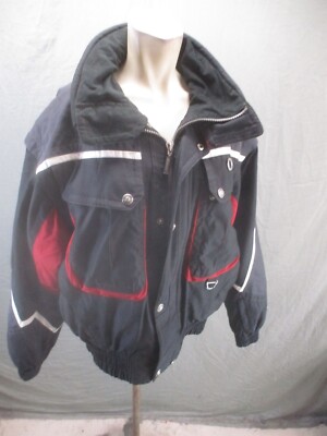 SPYDER Size L Mens BLK Full Zip Stand Collar Pocket Insulated Bomber Jacket 069