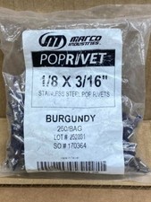  100 1/8" x 3/16" POP Rivets ALL Stainless Steel color Burgundy