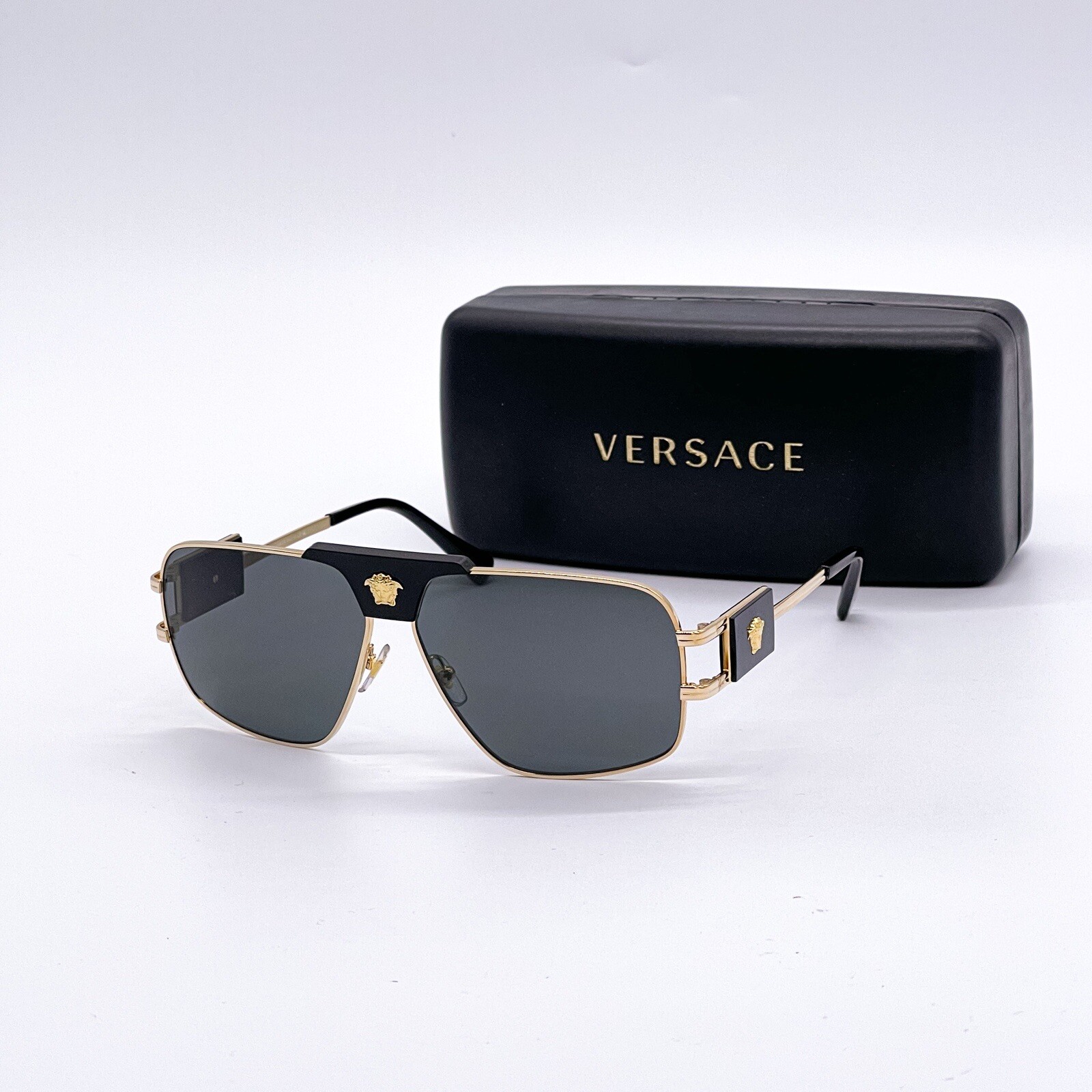 NEW VERSACE VE2251 1002/87 SUNGLASSES MEN BLACK METAL EYEWEAR eBay