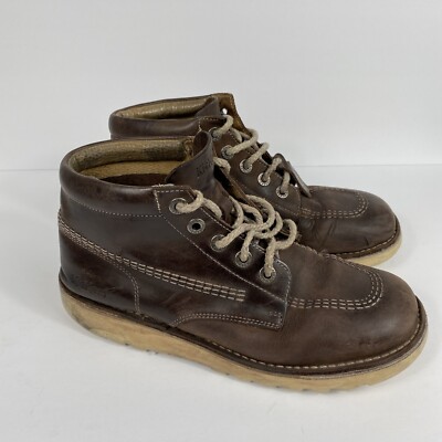 Kickers Chukka Boots Mens Size 8/42? Brown Leather Distressed Rugged Workwear