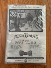 Vintage Aunt Lydia's Covered Bridge in Winter Punch Needle Rug Canvas NIP 24x36