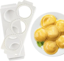 Jumbo Ravioli Molds - 2.5" Round- Homemade Filled Pasta Maker - 2 Piece Tray & P