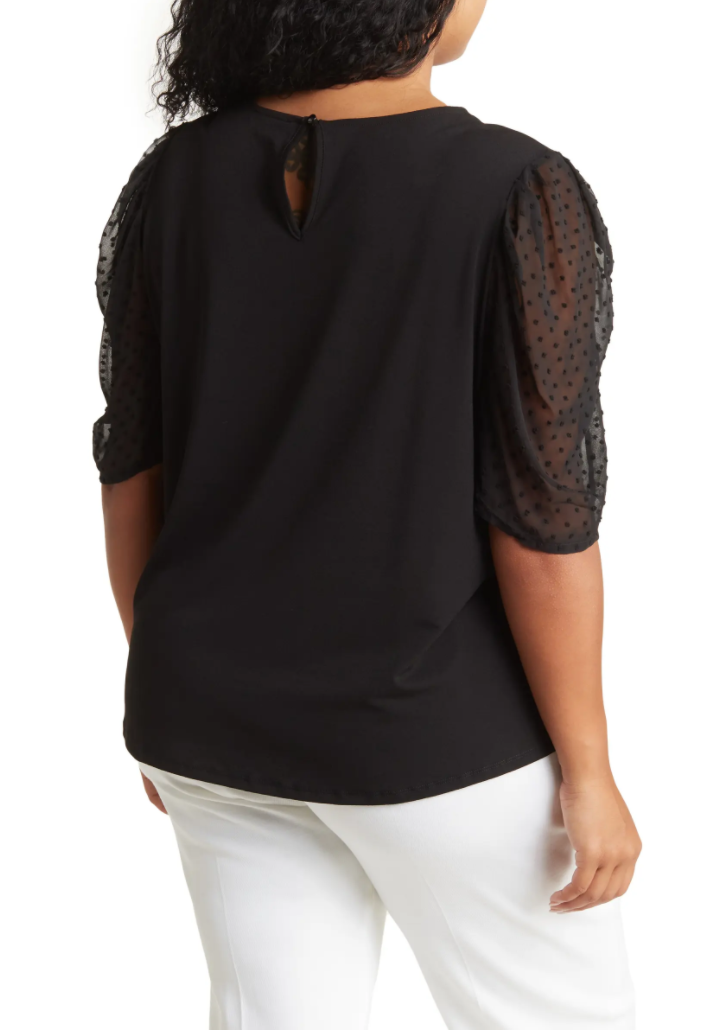 NWT Adrianna Papell Clip Dot Sleeve Crepe Top 1X eBay