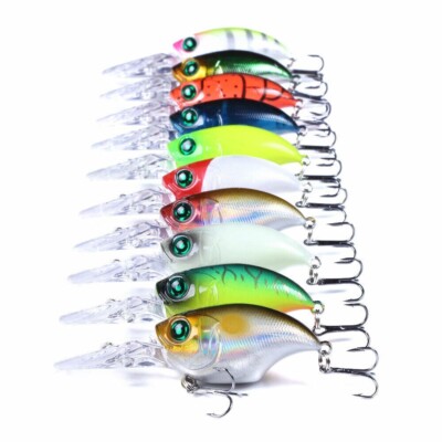 10PCS Lot Crankbait 7.5cm/11g Minnow Fishing Lure Hook Tackle Hard Bait Wobbler