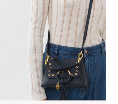 See By Chloe Joan SBC Leather Mini Shoulder Hobo Bag in Graphite