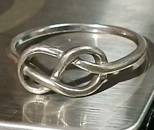Eternity Love Knot Ring 925 Sterling Silver Size 5.75 Band 1mm Wt 1.31g