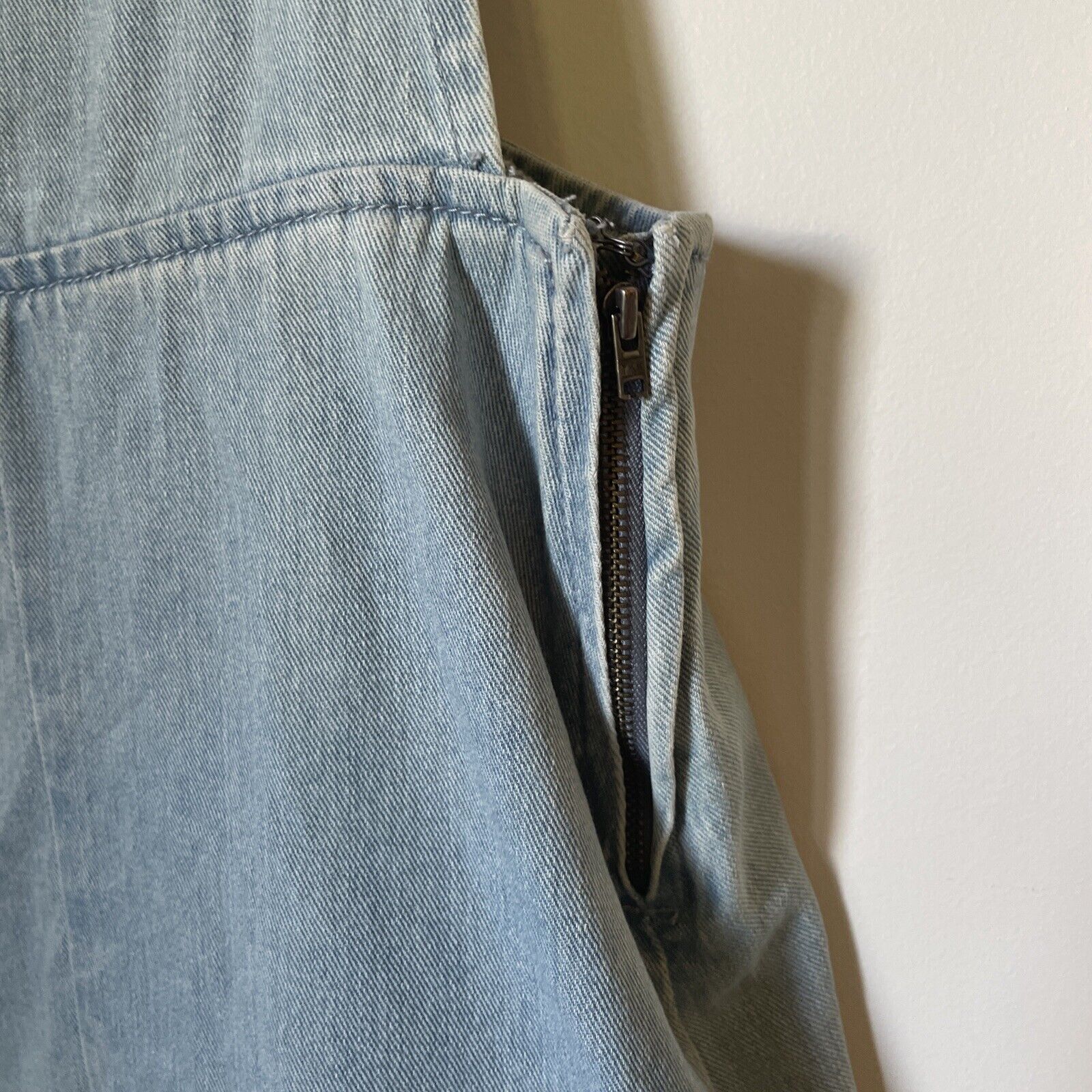 All About Eve Blue Denim Pinafore Dress Size 6 Po… - image 5
