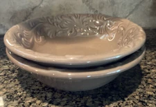 Set of 2 Gracious Goods GG Collection Acanthus Mocha Bowls - 8 1/2" EUC