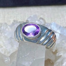 Sterling Silver Amethyst Ring - Size 6 1/2 - 4g - 950 Silver - Vintage - 1980  s