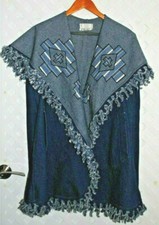 Marty Wise Original Denim Sleeveless Fringed Jacket South Western Designs Medium