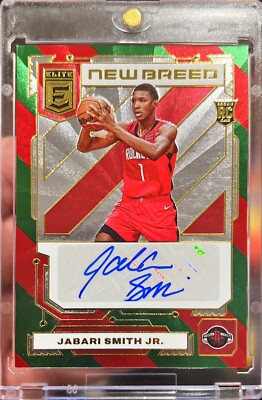 2022-23 Elite Jabari Smith Jr New Breed Rookie Auto Green Red Variant SP #NB-JSJ
