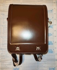 Japanese Randoseru Backpack   Brown Leather w/ Floral Interior