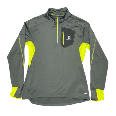 Salomon Advanced Skin Warm Pullover Shirt Mens L 1/4 Zip Trail Running Top Gray