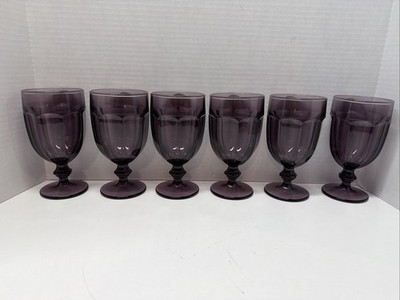 Set Of 6 Libbey Duratuff Gibraltar Amethyst Purple 7'' Goblets